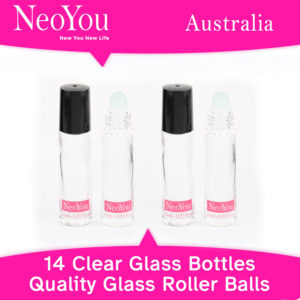 NeoYou 14 pack 10ml clear glass essential oil glass roller ball bottles